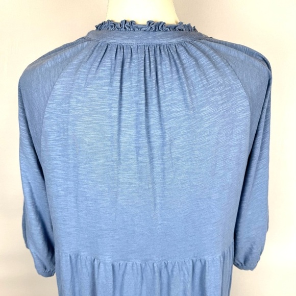 The White Company Blue Tiered Midi Dress Pockets 100% Organic Cotton Size 8 - Picture 7 of 9